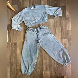 Lazy Sundays cropped sweatshirt and balloon style jogger set